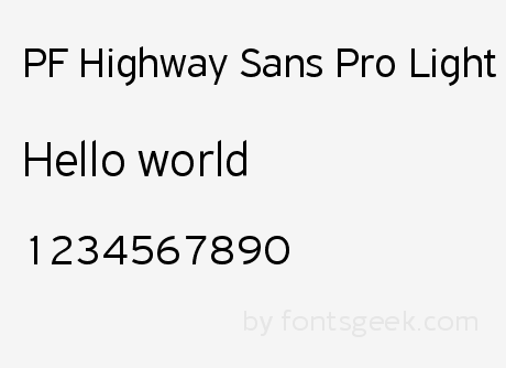 Example font PF Highway Sans Pro #1